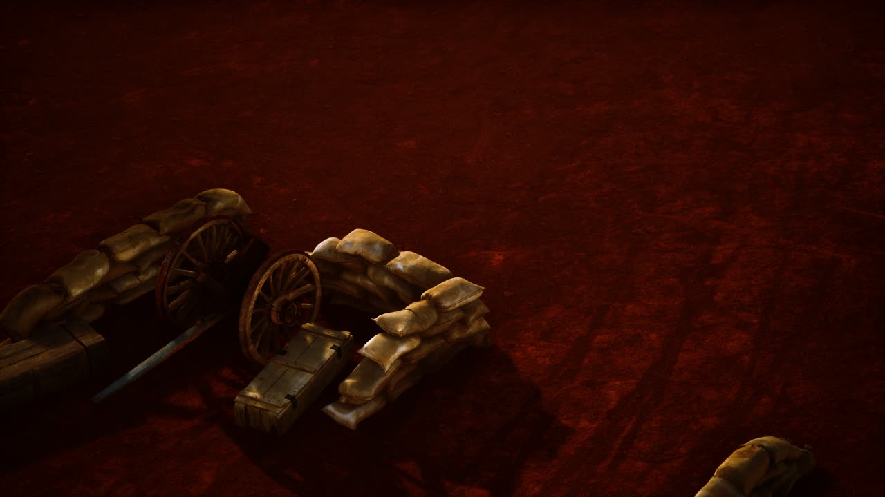 pistola detrás de sacos de arena durante la guerra civil de los ee.uu.