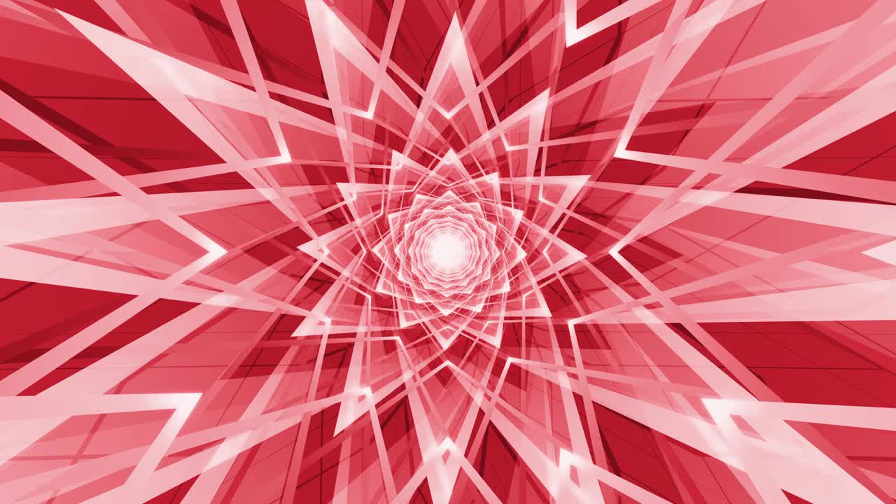 추상적인 별의 모양으로 밝은 빨간 루프 배경 터널 애니메이션