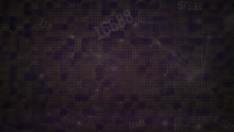 animación de redes de conexiones con números que cambian sobre un fondo negro