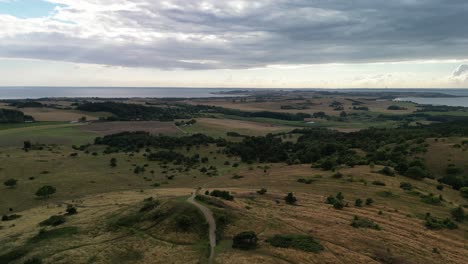 Aerial-Ascent-Trehøje-Mols-Bjerge-Park,-Denmark