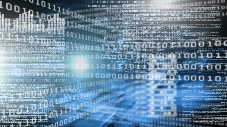 Conceptual digital animation showing binary code technology 4k