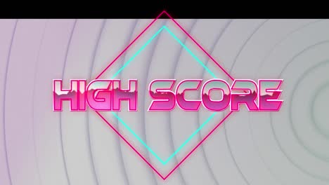 animation of high score text over white geometrical background
