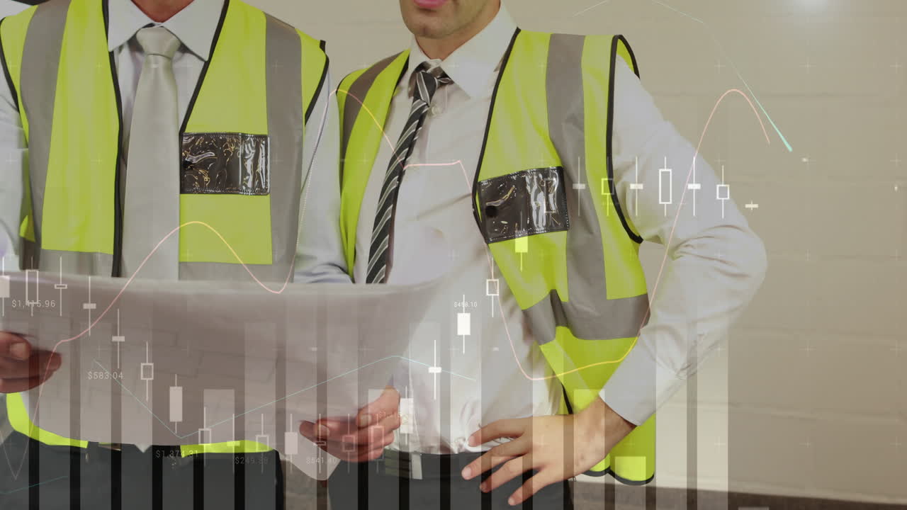 arquitectos que revisan los planes de construcción 4k