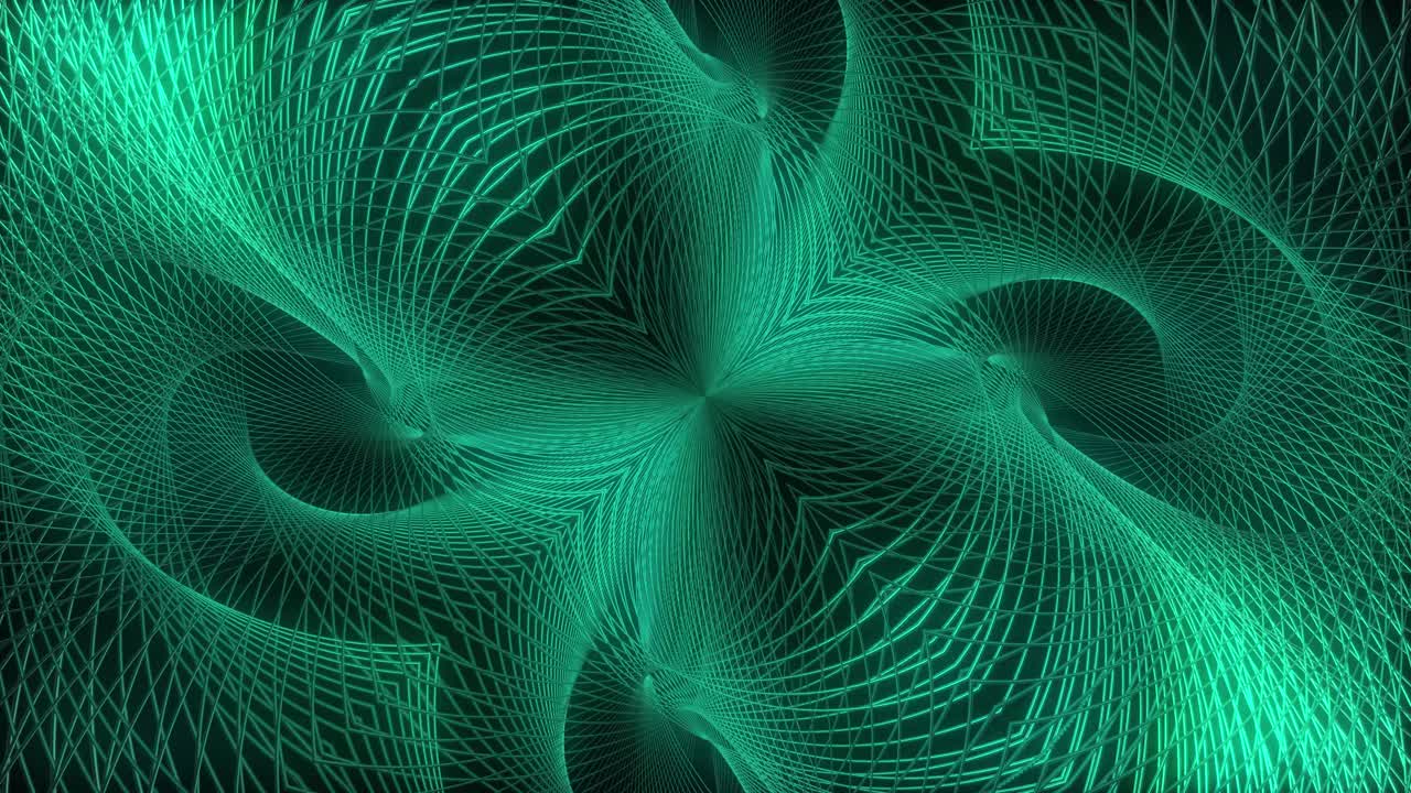 Abstrakte grønne glødende linjer som beveger seg i et dynamisk geometrisk mønster