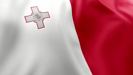 realistic waving flag of malta, white, red vertical halves, george cross emblem. mediterranean island nation symbol, valletta, patriotism, malta