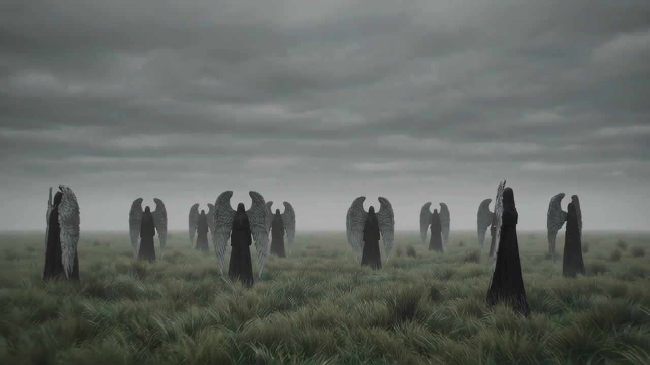 Dark Angels in a Foggy Field