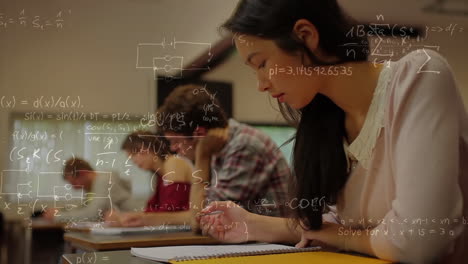cálculos en un fondo de aula