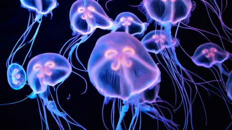 medusas brillantes en el acuario