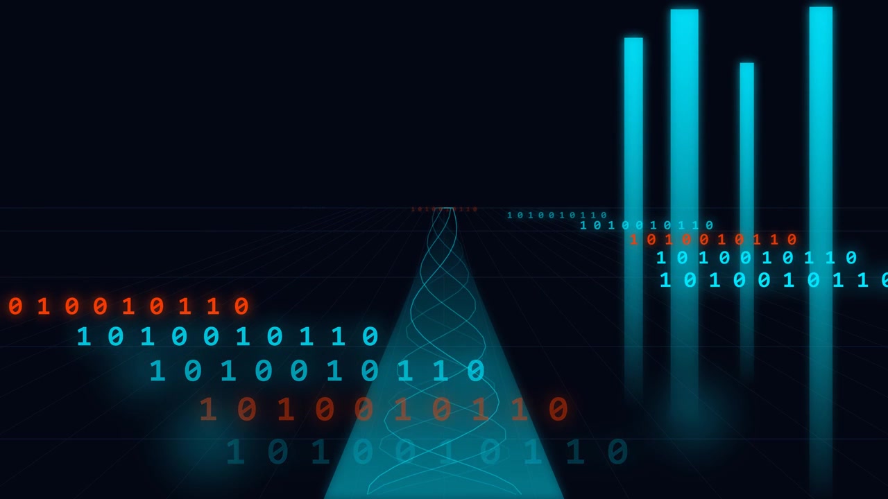 Digital Data Stream with Binary Code and Abstract Graphs
