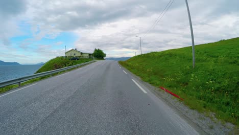 driving a car on a road in norway