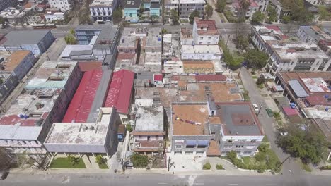 Aerial-shot-over-the-old-buildings-and-streets-of-Havana-Cuba