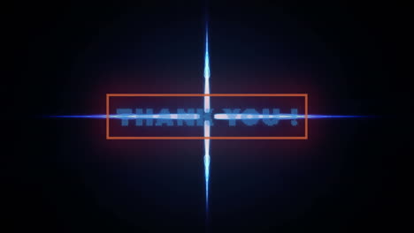 digital animation of thank you text banner against blue digital waves on black background