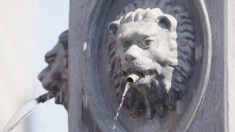 slow motion, closeup of a lion on youngstorget fountain, oslo