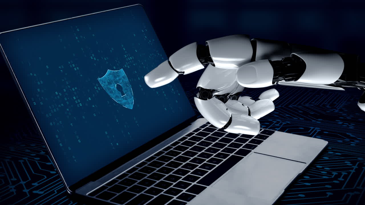 el robot futurista la inteligencia artificial iluminando el concepto de la tecnología ai