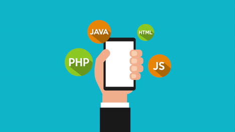 lenguaje de programación con animación de usuario y iconos manuales