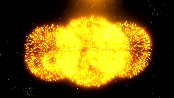 New Offer Text on Firework Display Explosion Particles.