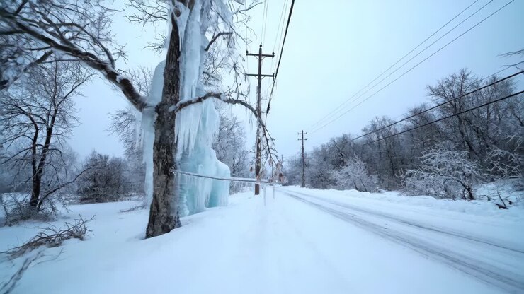 Winter Landscape with Ice Formations