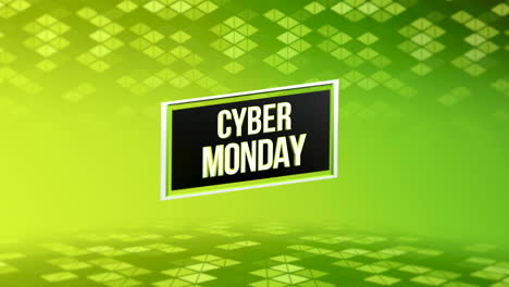 Cyber-Monday-text-on-green-geometric-pattern-with-gradient-triangles