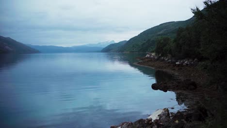 calm waters of leirfjorden - fjord arm of sorfolda in sorfold, norway