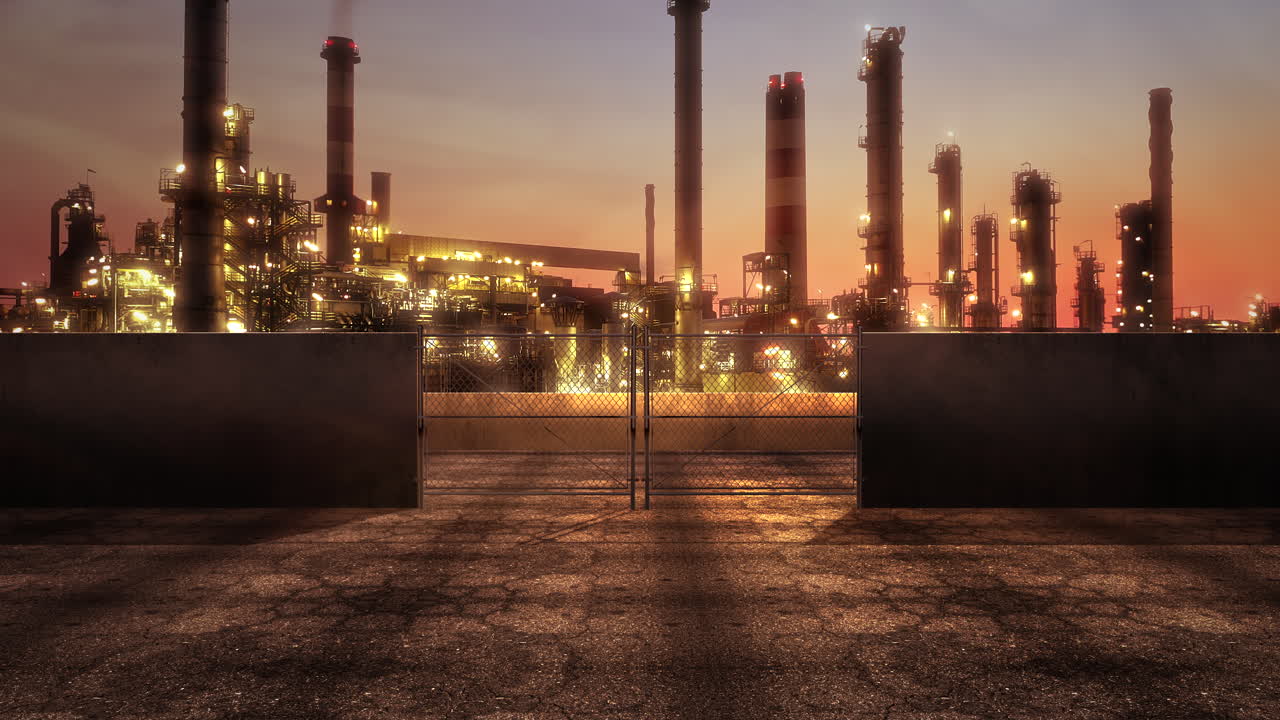 panorama del paisaje de la ciudad con grandes tuberías de fábrica