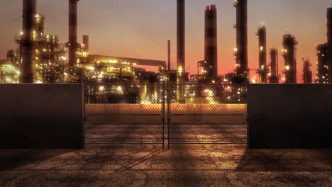 panorama of city landscape with big factory pipes