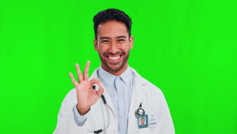 Perfect,-green-screen-and-portrait-of-doctor