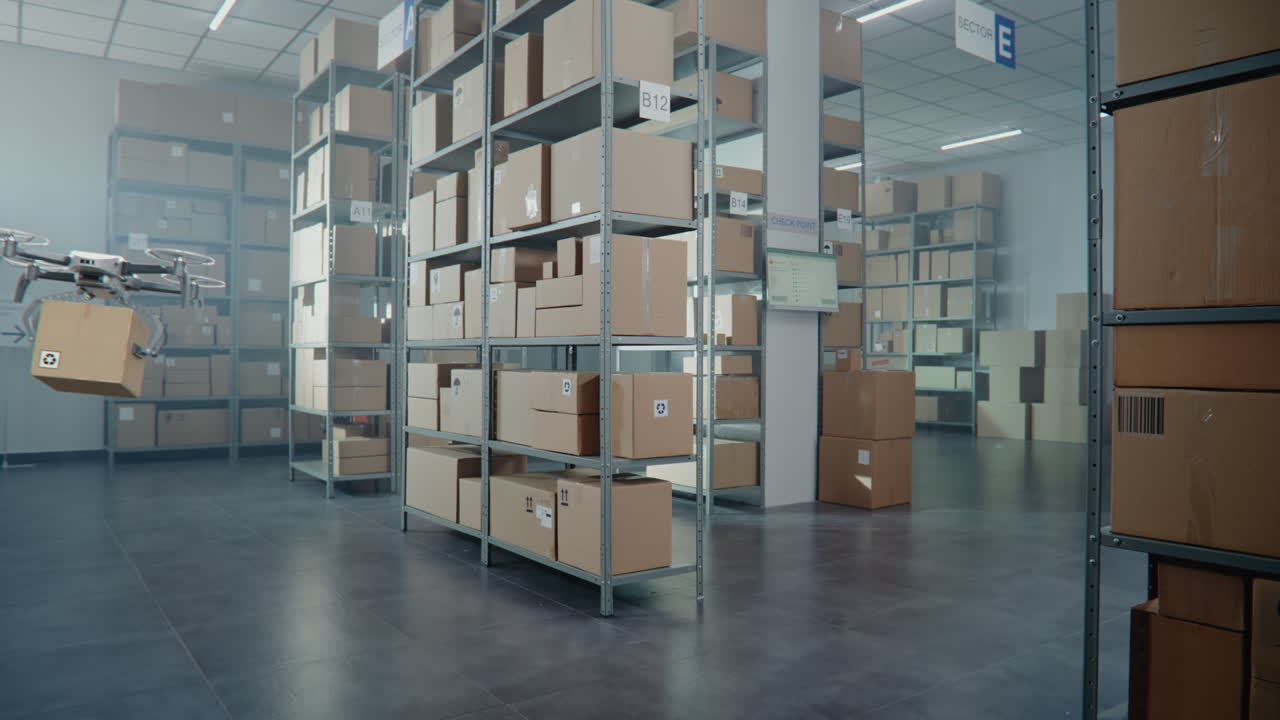 드론을 이용한 패키지 배달, 현대 창고