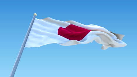 flag of japan waving on clear sky , seamless loop animation.