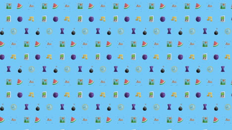 animación de filas de patrones que se mueven sobre un fondo azul