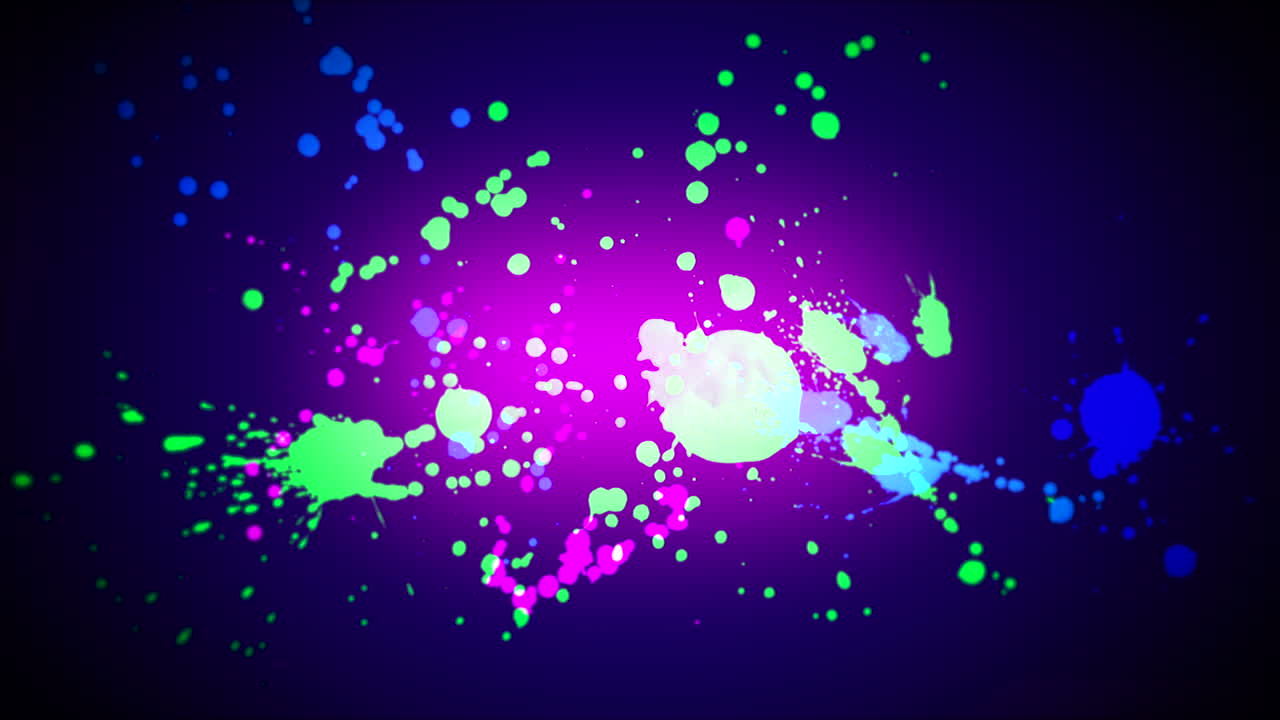 salpicaduras de pintura coloridas en el gradiente púrpura oscuro