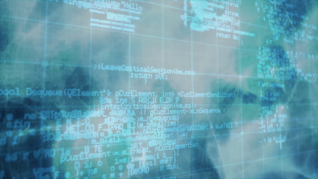 animación del procesamiento de datos en espacio azul