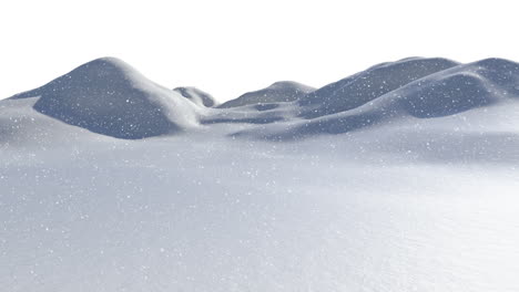 digital animation of snow falling over winter landscape against white background