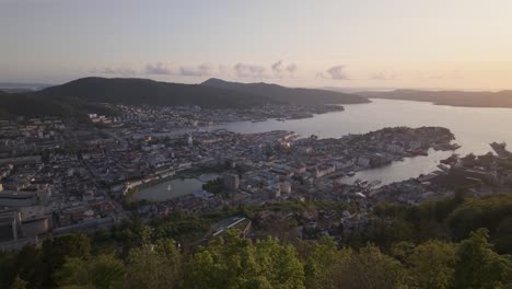 panoramic aerial view of bergen city and municipality in vestland county, norway.
