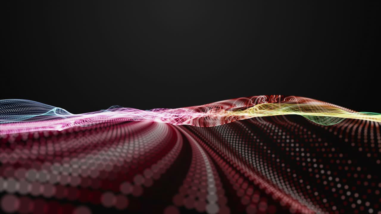 Fantastic animation with particle wave object in slow motion and space for text, 4096x2304 loop 4K