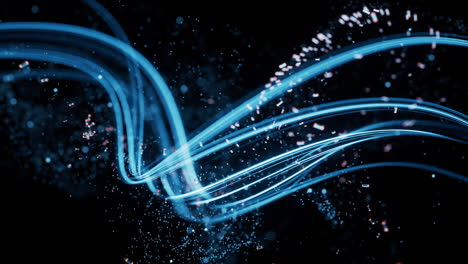 flowing curve and particles background, 3d rendering.