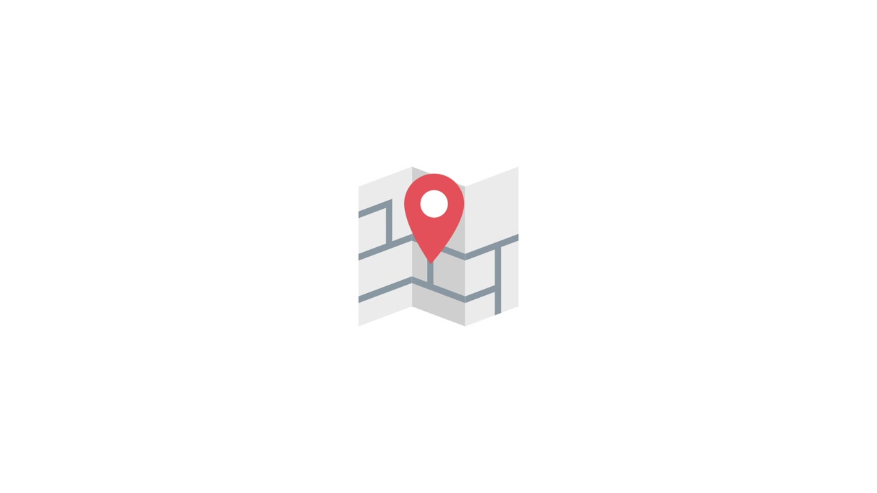 Animated Red Location Pin and Map Icon