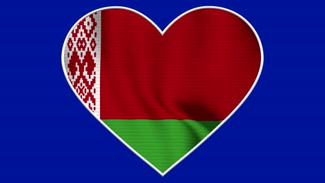 belarus heart love flag loop - realistic 4k flag waving in the wind. seamless loop with highly detailed fabric texture