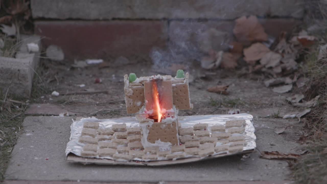 An M80 in a Gingerbread Toilet and bathroom lit in the toilet and it eventually explodes