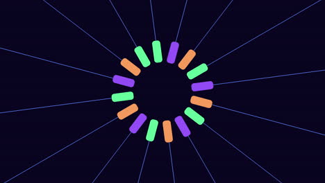 líneas vibrantes y radiantes de colores en formación circular