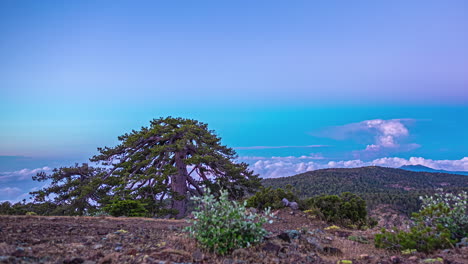 Sunrise-cloudscape-time-lapse-as-seen-from-the-top-of-Mount-Olympos,-Cyprus