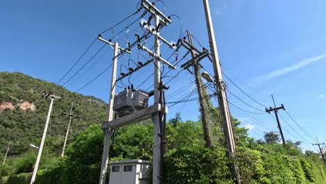 time-lapse of a substation with changing shadows.