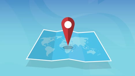 mapa de papel del mundo con la ubicación del pin