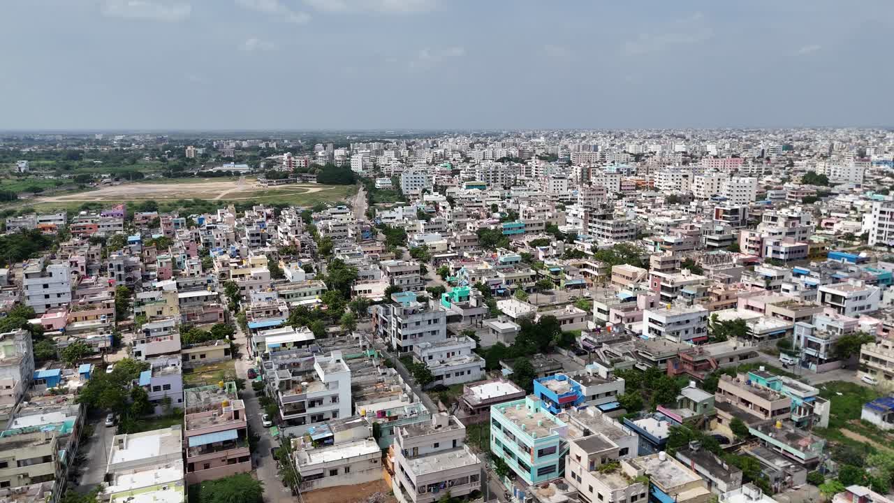 Aerial View of a Densely Populated City in India