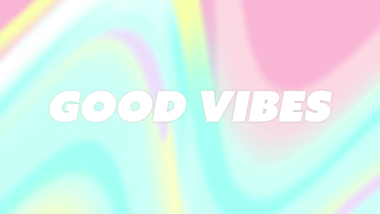 animación digital de texto rotativo de buenas vibraciones contra un fondo de efecto de ondas coloridas