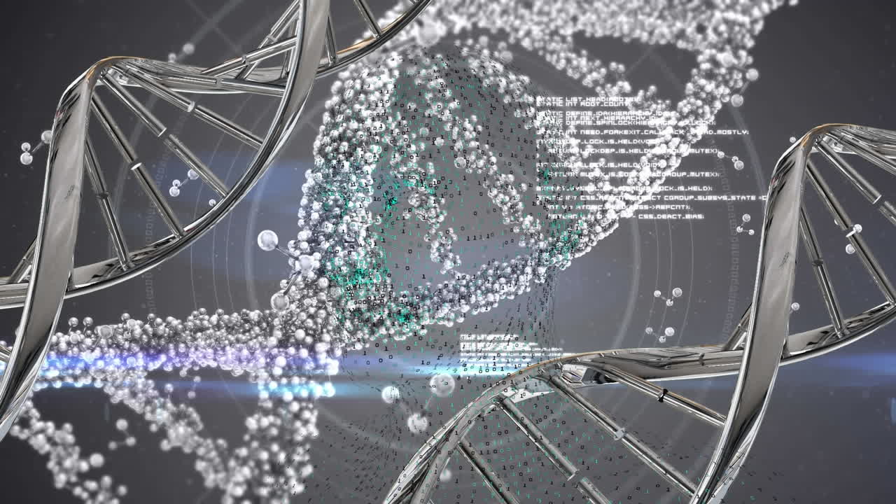 데이터 처리를 통해 dna 스트랜의 애니메이션