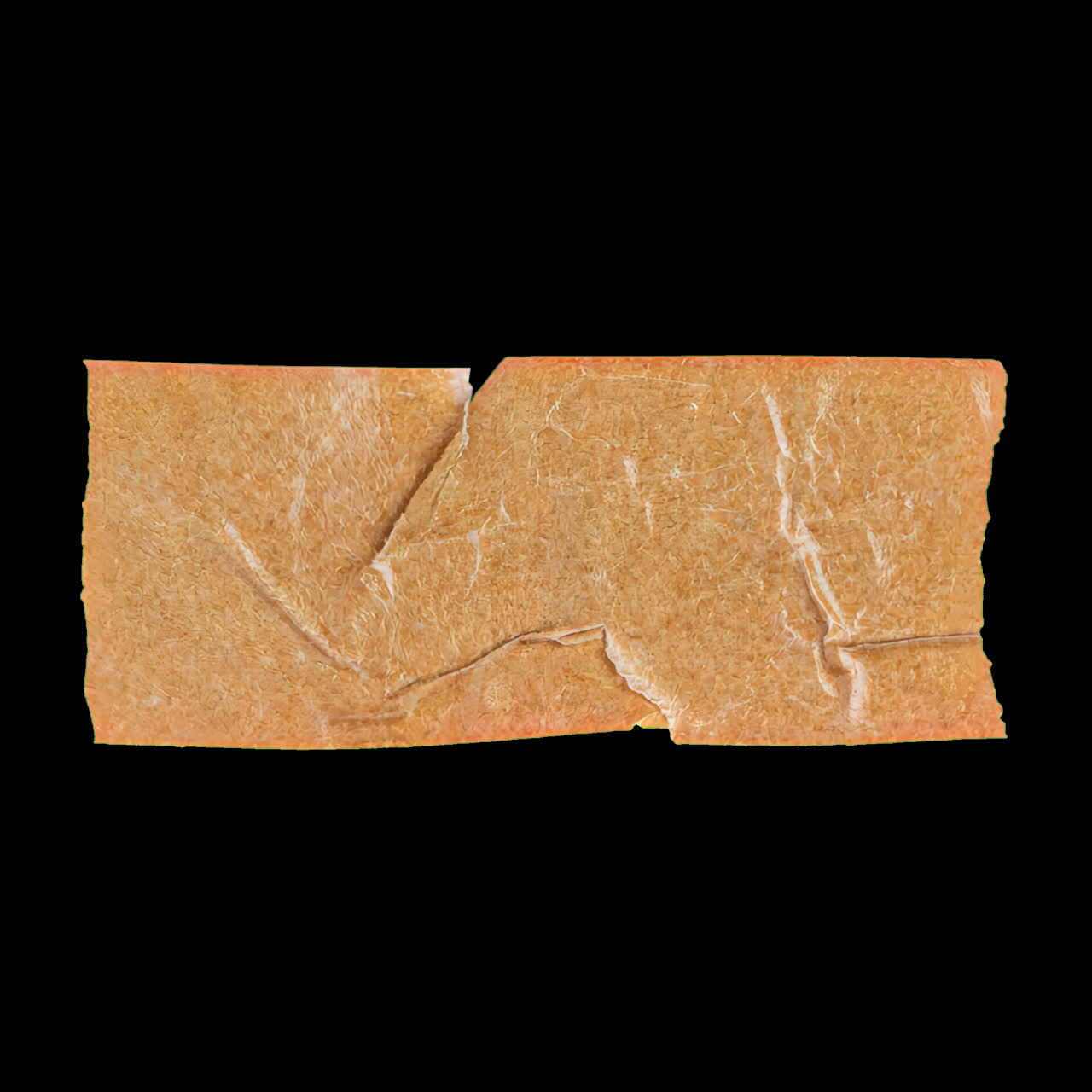 Wrinkled brown adhesive tape piece animation isolated asset, transparent 4K video, alpha channel