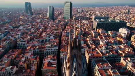 barcelona skyline with sagrada familia