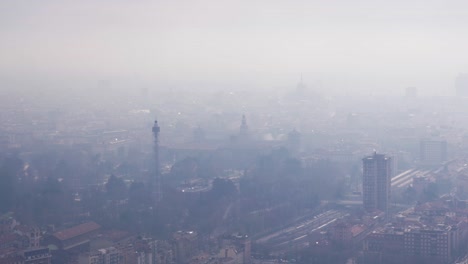 pollution in milan. fog over the city