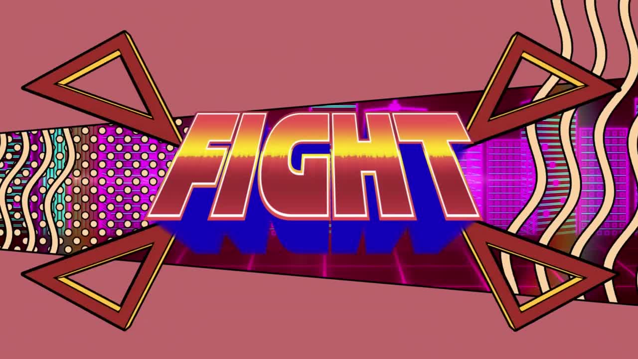 핑크색 공간에서 도시와 삼각형의 윤 ⁇ 을 시작하는 애니메이션