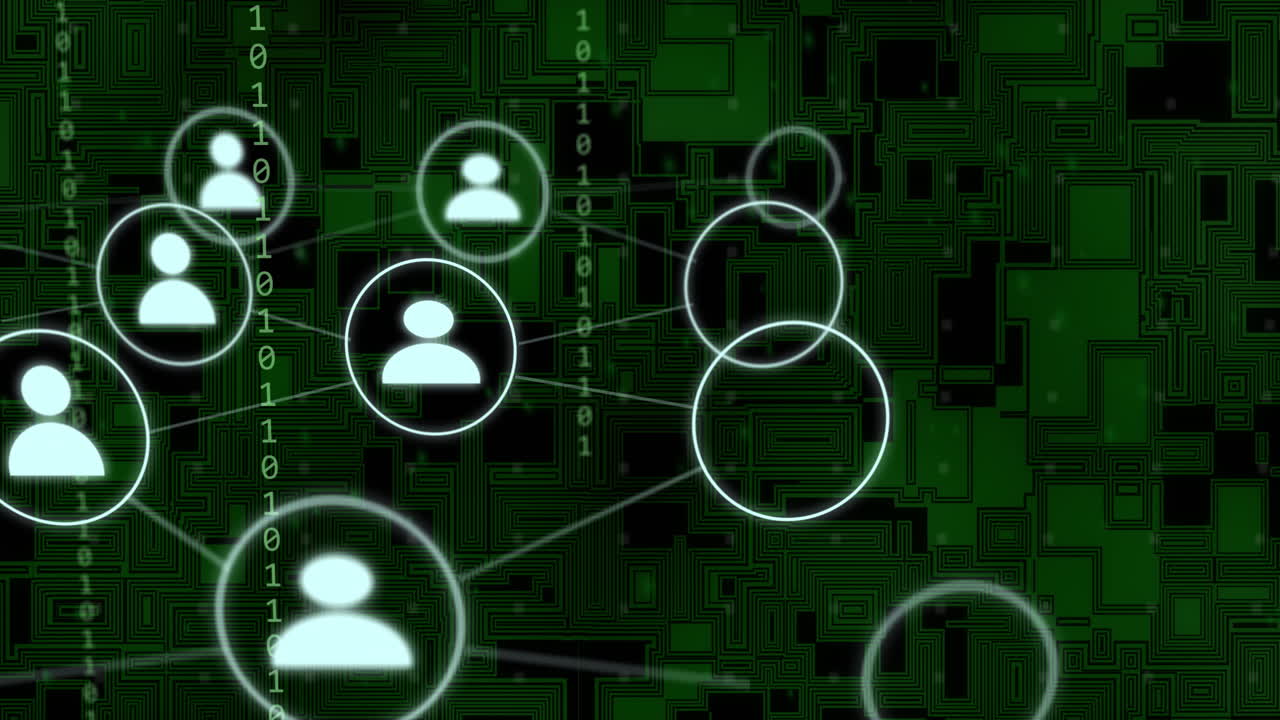 이진 코딩을 통한 아이콘으로 연결 네트워크의 애니메이션